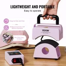 VEVOR Hat Press Machine, Mini Hat Heat Press for Caps with Integrated Control Panel, Cap Heat Press Machine with 5.9x3.15 inch Curved Heating Plate, Safety Base, and Glove, Automatic Shut-Off, Purple
