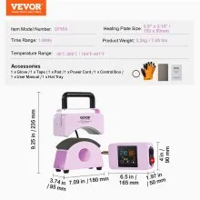 VEVOR Hat Press Machine, Mini Hat Heat Press for Caps with Integrated Control Panel, Cap Heat Press Machine with 5.9x3.15 inch Curved Heating Plate, Safety Base, and Glove, Automatic Shut-Off, Purple