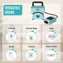 VEVOR Hat Press Machine, Mini Hat Heat Press for Caps with Integrated Control Panel, Cap Heat Press Machine with 5.9x3.15 inch Curved Heating Plate, Safety Base, and Glove, Automatic Shut-Off, Green