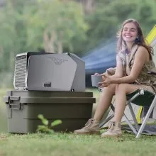 Aire acondicionado portátil de 5000 BTU para tiendas de campaña, aire acondicionado CA/CC para camping, caravanas y hogares.