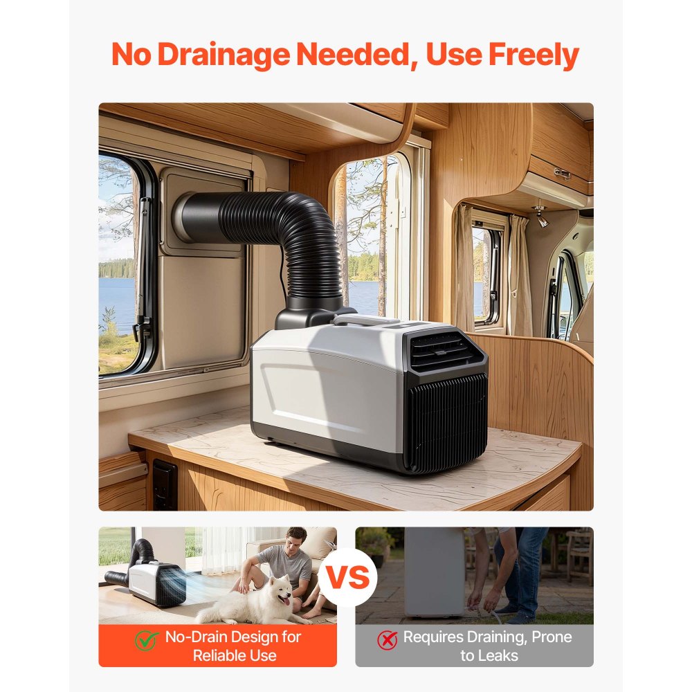 VEVOR Portable Camping Air Conditioner 3050 BTU, Tent AC Unit with Hose, Remote & Touch Control, 61–90°F Adjustable, 150 m³/h High Airflow, Low Noise, Ideal for Tent. RV, Outdoor Cooling, Dark Grey