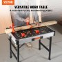 VEVOR Folding Work Table, 2-in-1 as Sawhorse & Workbench, 1000 lbs Load Capacity, Steel Legs, Portable Foldable Tool Stand with 2 Wood Clamps, 4 Bench Dogs, 3 Tool Boxes, 2 Hooks, Easy Garage Storage