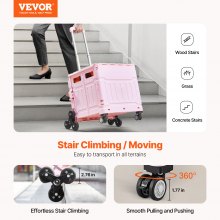 VEVOR Foldable Cart with Stair Climbing Wheels Collapsible Rolling Crate 65L