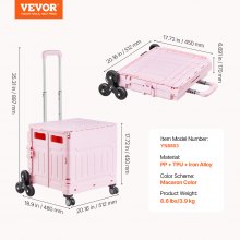 VEVOR Foldable Cart with Stair Climbing Wheels Collapsible Rolling Crate 65L