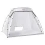 VEVOR portable paint booth featuring spacious, white design with open entry and sturdy frame.