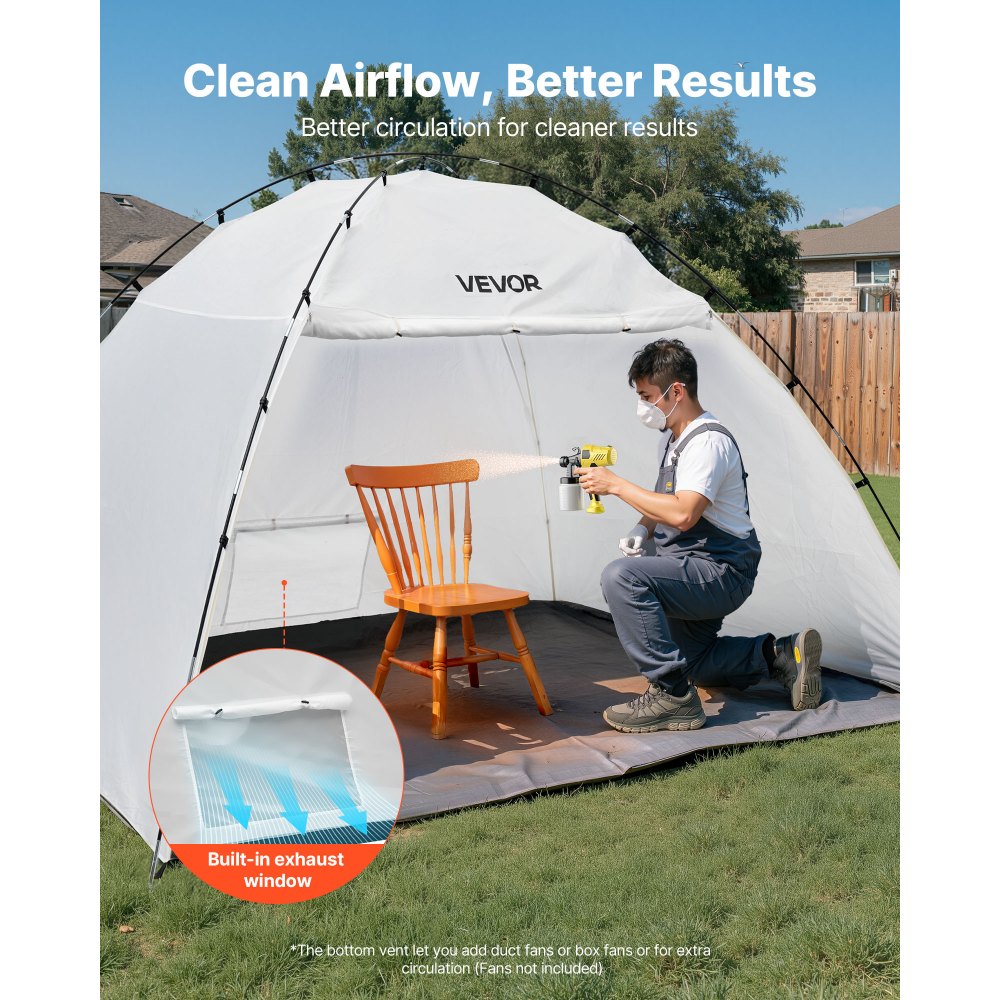 VEVOR Portable Paint Booth Tent, 115.35 x 90.55 x 74 inch Painting Tent Station, Spray Shelter with Built-in Floor & Mesh Screen, Large Space, Oxford Spray Painting Tents for Cupboard, Chairs, Tables