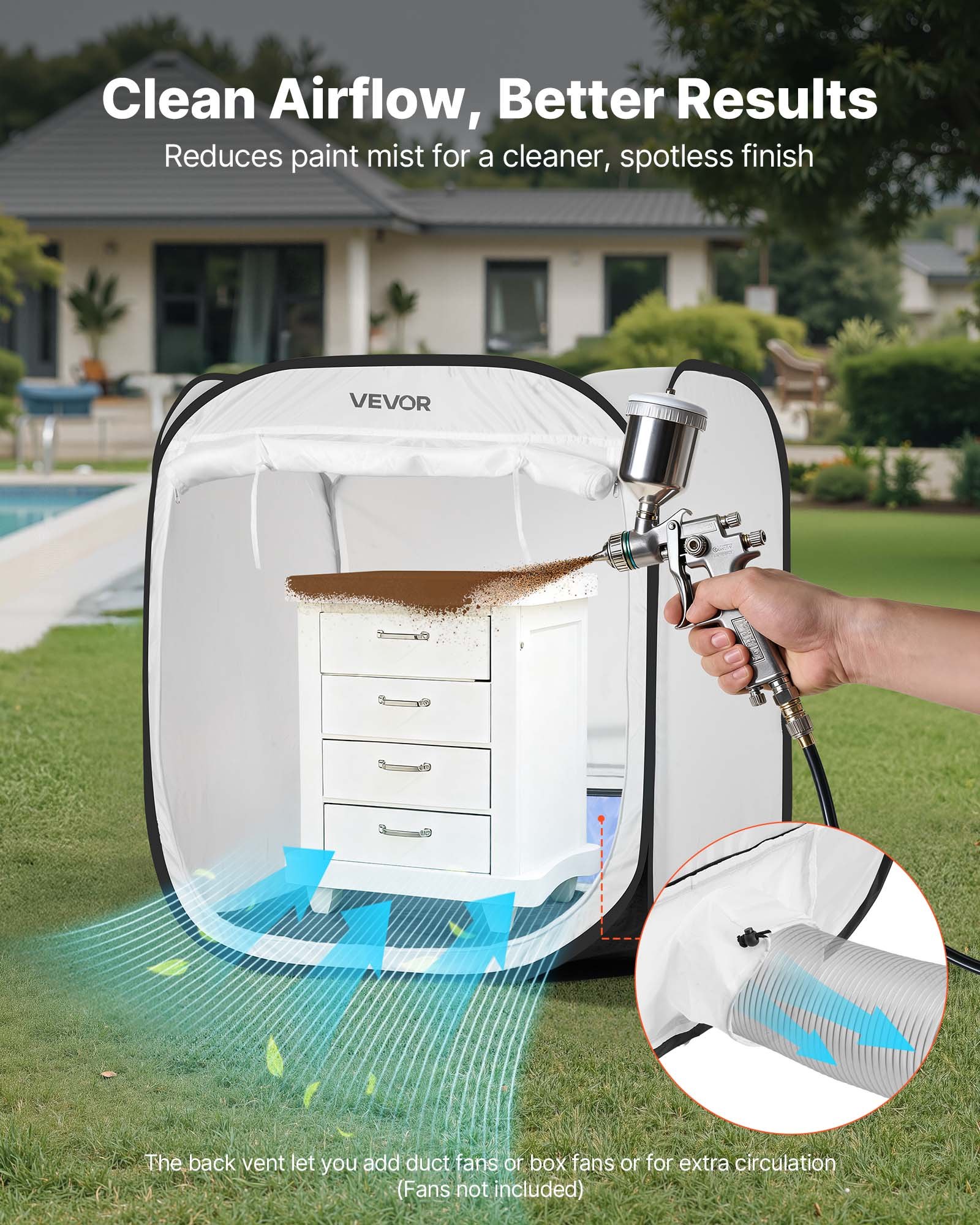 VEVOR Portable Paint Booth Tent, 28.3 x 28.5 x 29.5 inch Pop-Up Portable Spray Paint Tent with Mesh Door, Spray Painting Tents for Cabinets, Chairs, Models, Tables, Pop-Up Design, Efficient Airflow