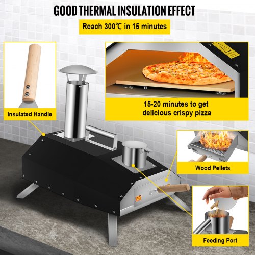 Four à Pizza Extérieur VEVOR à Granulés De Bois | 12 Pouces (305 Mm) | Acier Inoxydable | Transportable Avec Sac | Jardin, Camping - 9