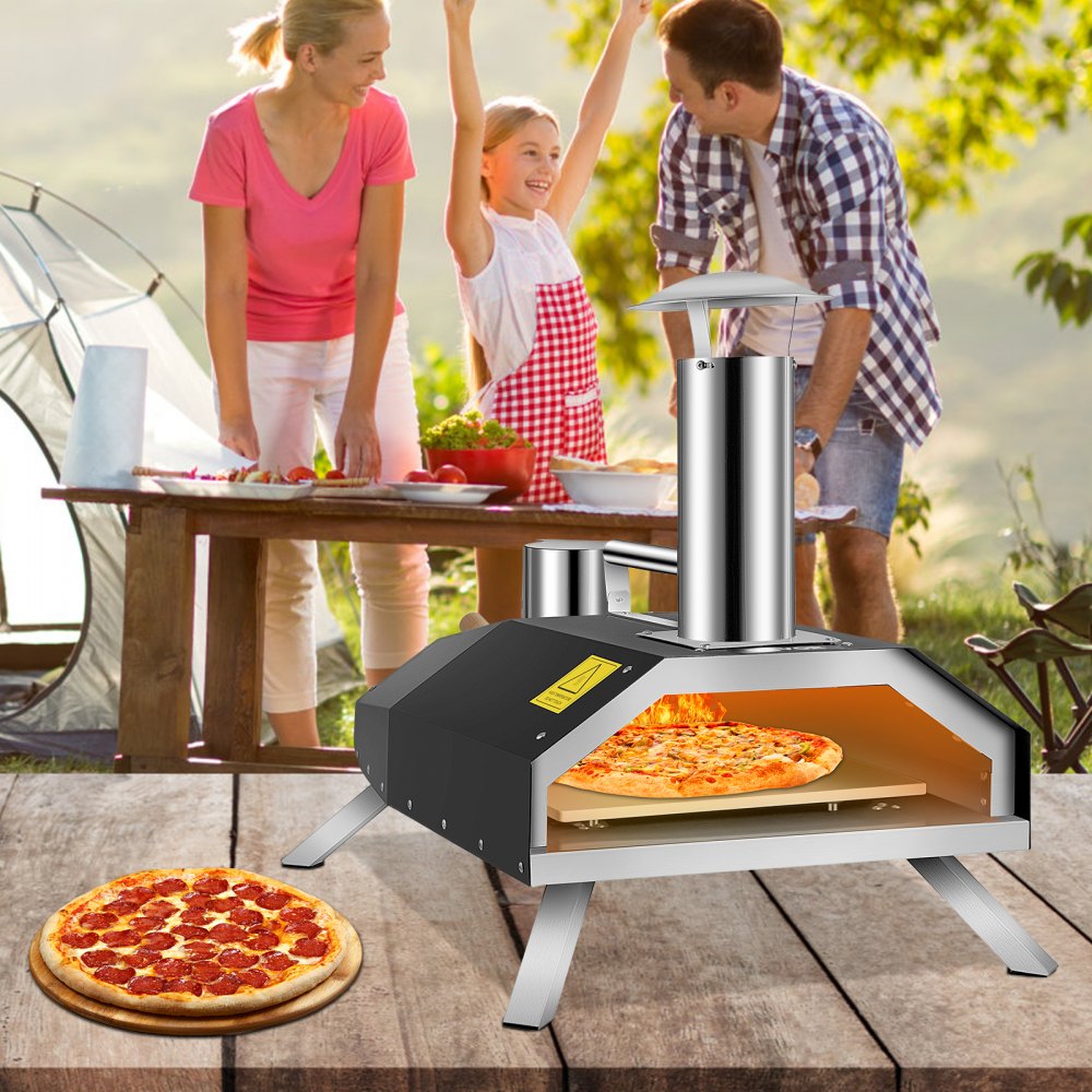 VEVOR Portable Pizza Oven, 12"Pellet Pizza Oven, Stainless Steel Pizza Oven Outdoor, Wood Burning Pizza Oven w/ Foldable Feet Portable Wood Oven w/ Complete Accessories & Pizza Bag for Outdoor Cooking