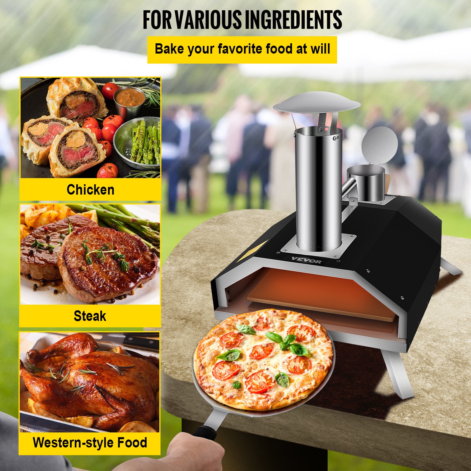VEVOR Portable Pizza Oven, 12"Pellet Pizza Oven, Stainless Steel Pizza Oven Outdoor, Wood Burning Pizza Oven w/ Foldable Feet Portable Wood Oven w/ Complete Accessories & Pizza Bag for Outdoor Cooking