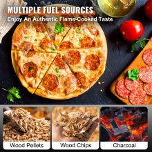 VEVOR Outdoor Pizza Oven, Wood Pellet and Charcoal Fired Pizza Maker 12-inch, Portable Outside Stainless Steel Pizza Grill with Pizza Stone, Waterproof Cover, Shovel, Wood Burner for Backyard Camping