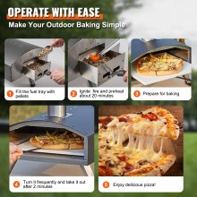 VEVOR Outdoor Oven 12-inch Pellet and Charcoal Fired Maker, Portable Outside Stainless Steel Grill with Pizza Stone, Waterproof Cover, Shovel, Wood Burner for Backyard Camping, Black