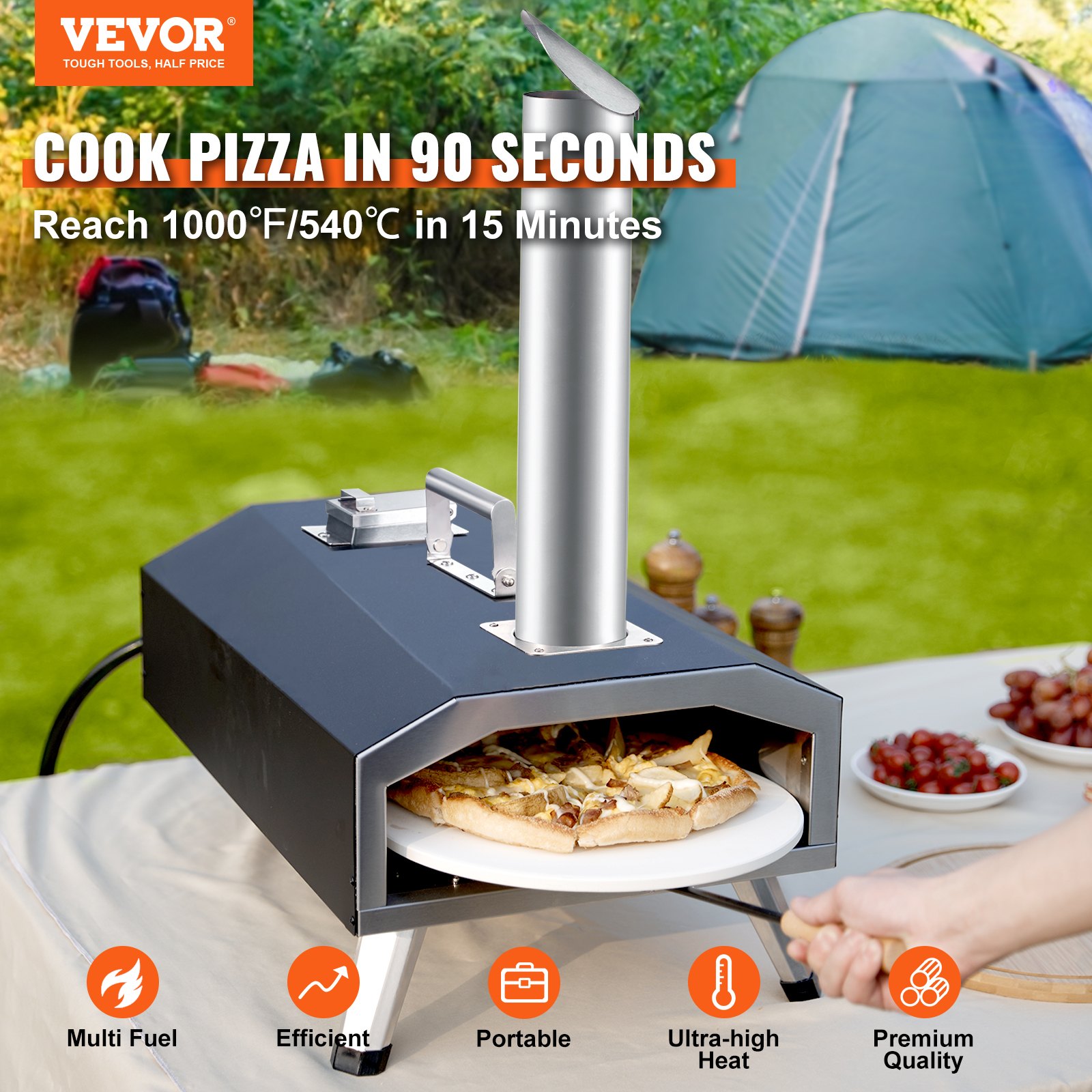 Multi-fuel Outdoor Pizza Oven, 12 inch Wood Fired & Gas Pizza Maker with Rotating Pizza Stone, Propane Pellet Dual Fuel Pizza Grill for Backyard, Portable Pizza Ovens for Outside, CSF Certified Multi-fuel Outdoor Pizza Oven, 12 inch Wood Fired & Gas Pizza Maker with Rotating Pizza Stone, Propane Pellet Dual Fuel Pizza Grill for Backyard, Portable Pizza Ovens for Outside, CSF Certified