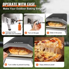 VEVOR Four à pizza à gaz, four à pizza extérieur de 13 pouces, machine à pizza au propane en acier inoxydable épais avec pierre à pizza, gril à pizza à gaz extérieur portable pour pique-nique de camping dans le jardin, certifié CSA