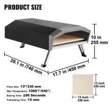 VEVOR Gas Pizza Oven, 13-inch Outdoor Pizza Oven, Thick Stainless Steel Propane Pizza Maker with Pizza Stone, Portable Outside Gas Pizza Grill for Backyard Camping Picnic, CSA Certified
