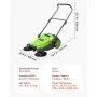 VEVOR Walk-Behind Hand Push Floor Sweeper, Manual Floor Sweeper Non-Electric with 650mm Sweeping Width, 18.9L Waste Container & Adjustable Folding Handle for Yards Walkways Patios Garages - Green