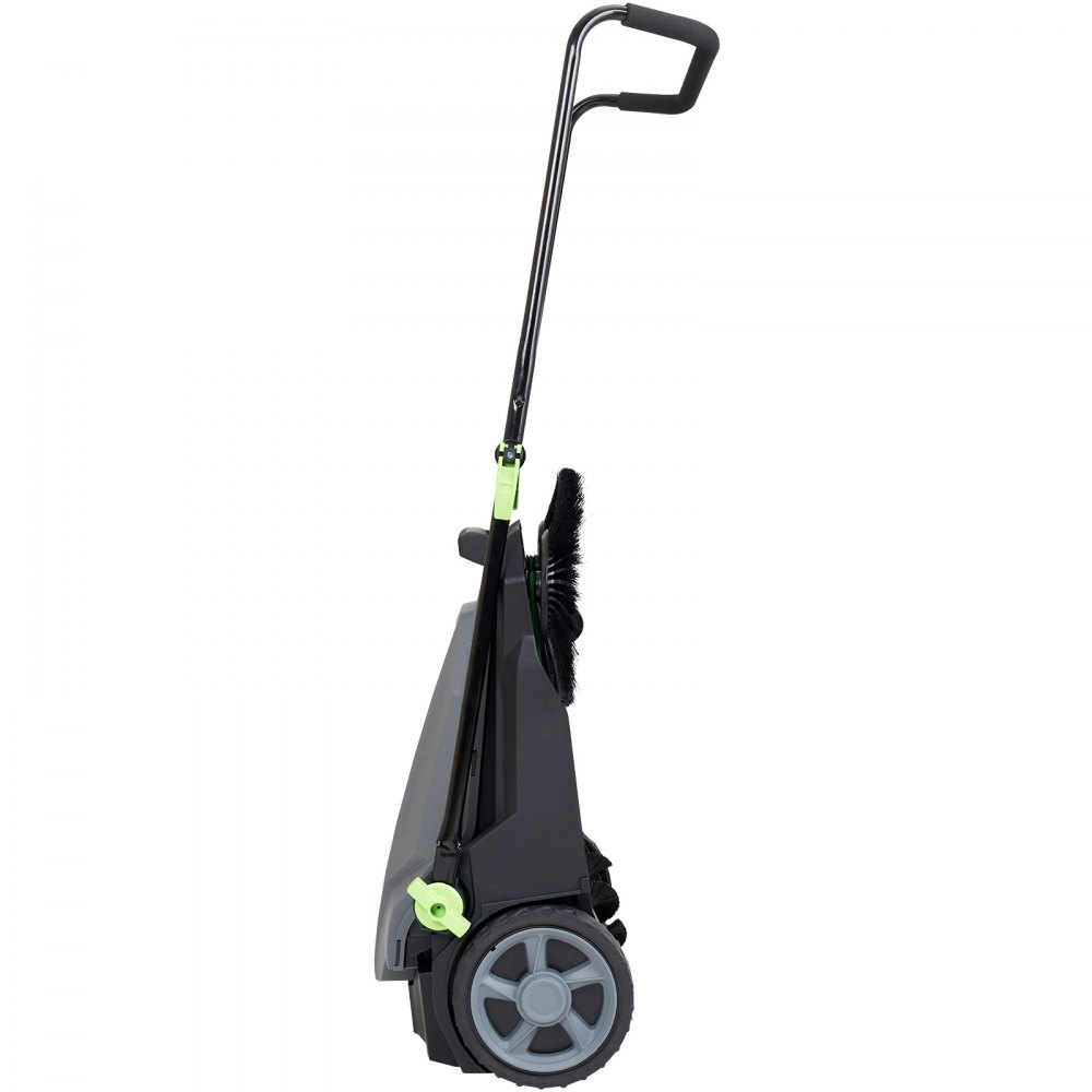 VEVOR floor sweeper with ergonomic handle, large wheels, and compact design for efficient cleaning.