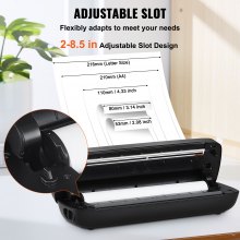 VEVOR Portable Printer - 2600mAh Battery, 203 DPI, Bluetooth Inkless Mobile Printer for A4, A5 & 8.5" x 11" Thermal Paper, Compatible with iOS, Android & Laptop, Ideal for Travel, Office & Home Use