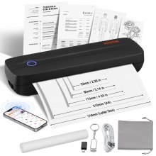 VEVOR Portable Printer - 2600mAh Battery, 203 DPI, Bluetooth Inkless Mobile Printer for A4, A5 & 8.5" x 11" Thermal Paper, Compatible with iOS, Android & Laptop, Ideal for Travel, Office & Home Use