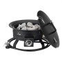 Brasero de propano VEVOR, brasero portátil de gas para exteriores de 48 cm de diámetro con tapa y rocas volcánicas, altura de llama ajustable, brasero de camping para calentar, iluminar y reunirse, 58 000 BTU, color negro