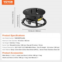 VEVOR Propane Fire Pit 19” Outdoor Portable Gas Fire Pit for Heating 58000 BTU