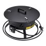 Brasero de propano VEVOR, brasero portátil de gas para exteriores de 61 cm de diámetro con tapa y piedras volcánicas, altura de llama ajustable, ideal para acampar, calentar, iluminar y reunirse, 58 000 BTU, color negro