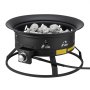 Brasero de propano VEVOR, brasero portátil de gas para exteriores de 61 cm de diámetro con tapa y piedras volcánicas, altura de llama ajustable, ideal para acampar, calentar, iluminar y reunirse, 58 000 BTU, color negro