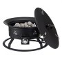 Brasero de propano VEVOR, brasero portátil de gas para exteriores de 61 cm de diámetro con tapa y piedras volcánicas, altura de llama ajustable, ideal para acampar, calentar, iluminar y reunirse, 58 000 BTU, color negro