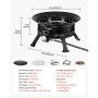 VEVOR Propane Fire Pit 60.5 cm, 53,000 BTU Portable Gas Fire Pit, with Grill Grate & Lava Rocks, Adjustable Flame, Folding Legs,Smokeless Outdoor Firebowl for Camping, Patio, Backyard, Deck, RV, Black