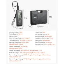 VEVOR Dissolved Oxygen Meter Portable Dissolved Oxygen Tester Kit 0.0-50.0 mg/L