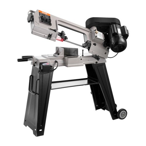 VEVOR Metal Band Saw with Base, Rectangular Cutting Capacity 4 in x 6 in, Hacksaw with 550W 220V Motor, 0-45° Angle Adjustment, Variable Speed, Horizontal and Vertical Cutting for Metal, Wood, and Plastic
