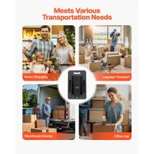 VEVOR Folding Hand Truck, 500 lbs Load Capacity, Collapsible Luggage Cart with 6 Wheels, 2 Elastic Ropes & Expandable Base, Utility Dolly Platform Cart for Airport Travel Luggage Office Moving, Black