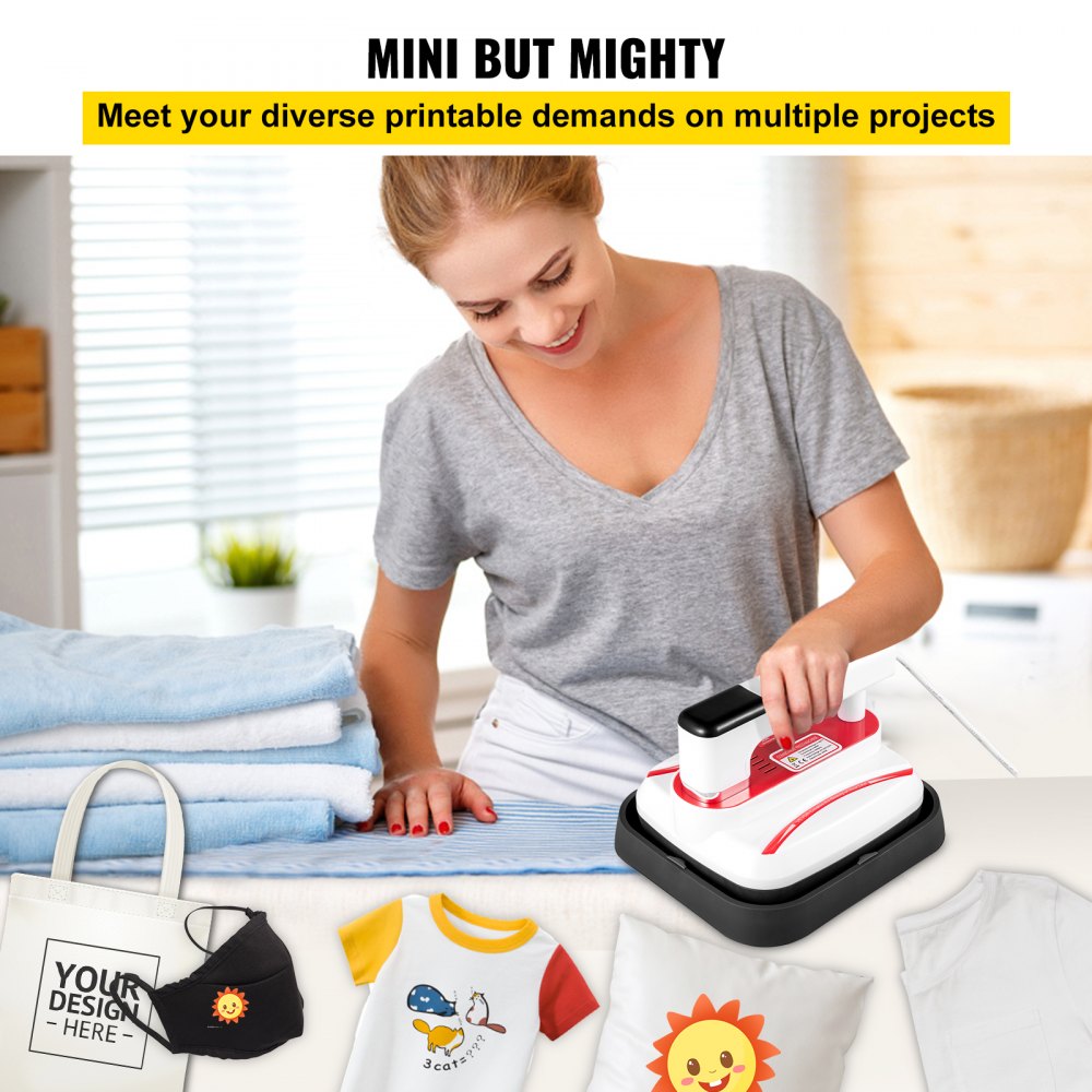 Mini Heat Press Machine T-Shirt Printing Easy Heating Transfer Protable  Press Iron Machines for Clothes Bags Hats Pads 7x8''inch - AliExpress