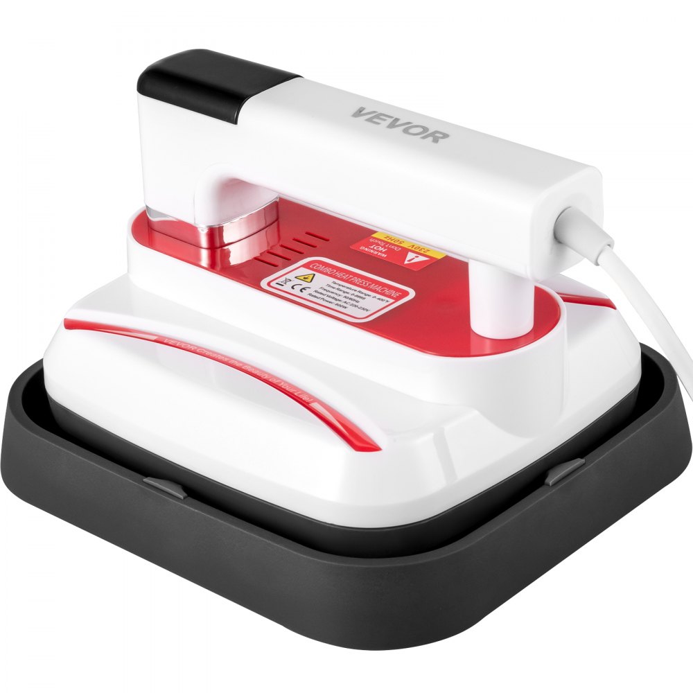 VEVOR Portable Heat Press 7x8 Inch Easy Press with Complete Tool Carrying Case Mini Heat Press Machine for T Shirts Bags and Small HTV Vinyl Projects(Red)