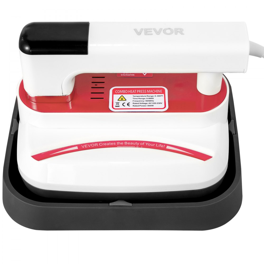 VEVOR Portable Heat Press 7x8 Inch Easy Press with Complete Tool Carrying Case Mini Heat Press Machine for T Shirts Bags and Small HTV Vinyl Projects(Red)