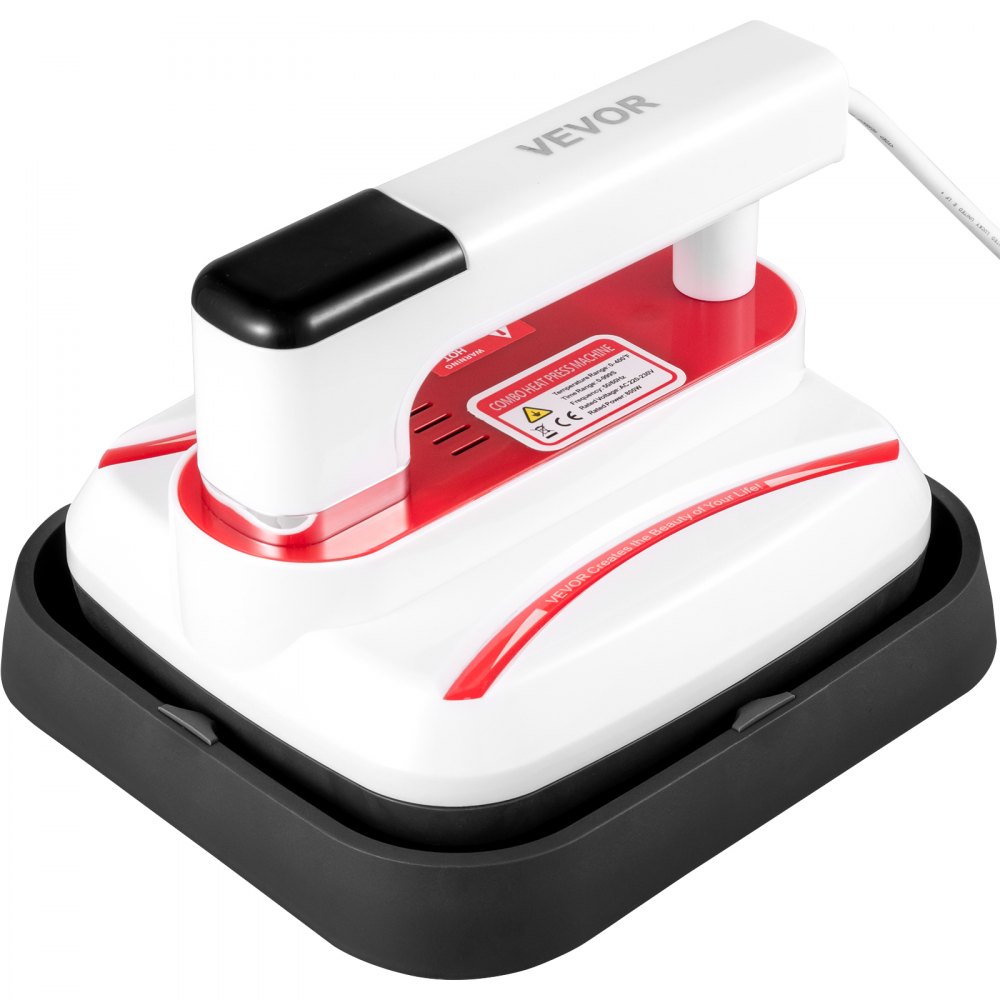 VEVOR Portable Heat Press 7x8 Inch Easy Press with Complete Tool Carrying Case Mini Heat Press Machine for T Shirts Bags and Small HTV Vinyl Projects(Red)