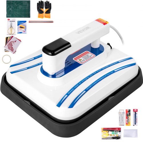 VEVOR Heat Press 12 x 10 Inch Easy Press 800W Blue Mini Press Vibration Function Portable Easy Mini Press Double-tube Heating Heat Press Machine for T Shirts with Highly-sensitive Touch Screen Display