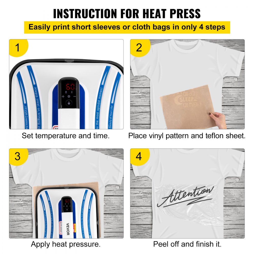 VEVOR Heat Press 12 x 10 pulgadas Easy Press 800W Blue Mini Press Función de vibración Portable Easy Mini Press Máquina de prensa de calor de calentamiento de doble tubo para camisetas con pantalla táctil de alta sensibilidad