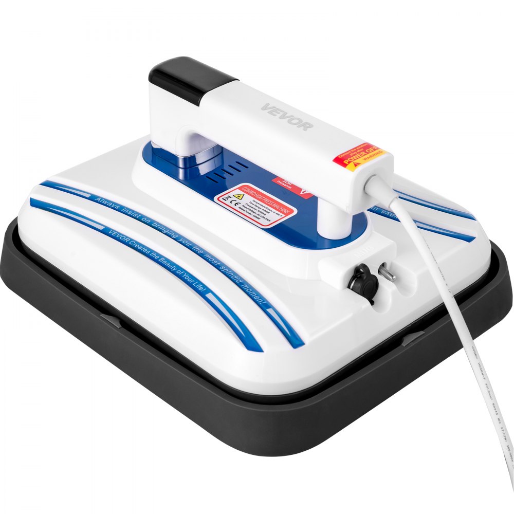 VEVOR Heat Press 12 x 10 pulgadas Easy Press 800W Blue Mini Press Función de vibración Portable Easy Mini Press Máquina de prensa de calor de calentamiento de doble tubo para camisetas con pantalla táctil de alta sensibilidad