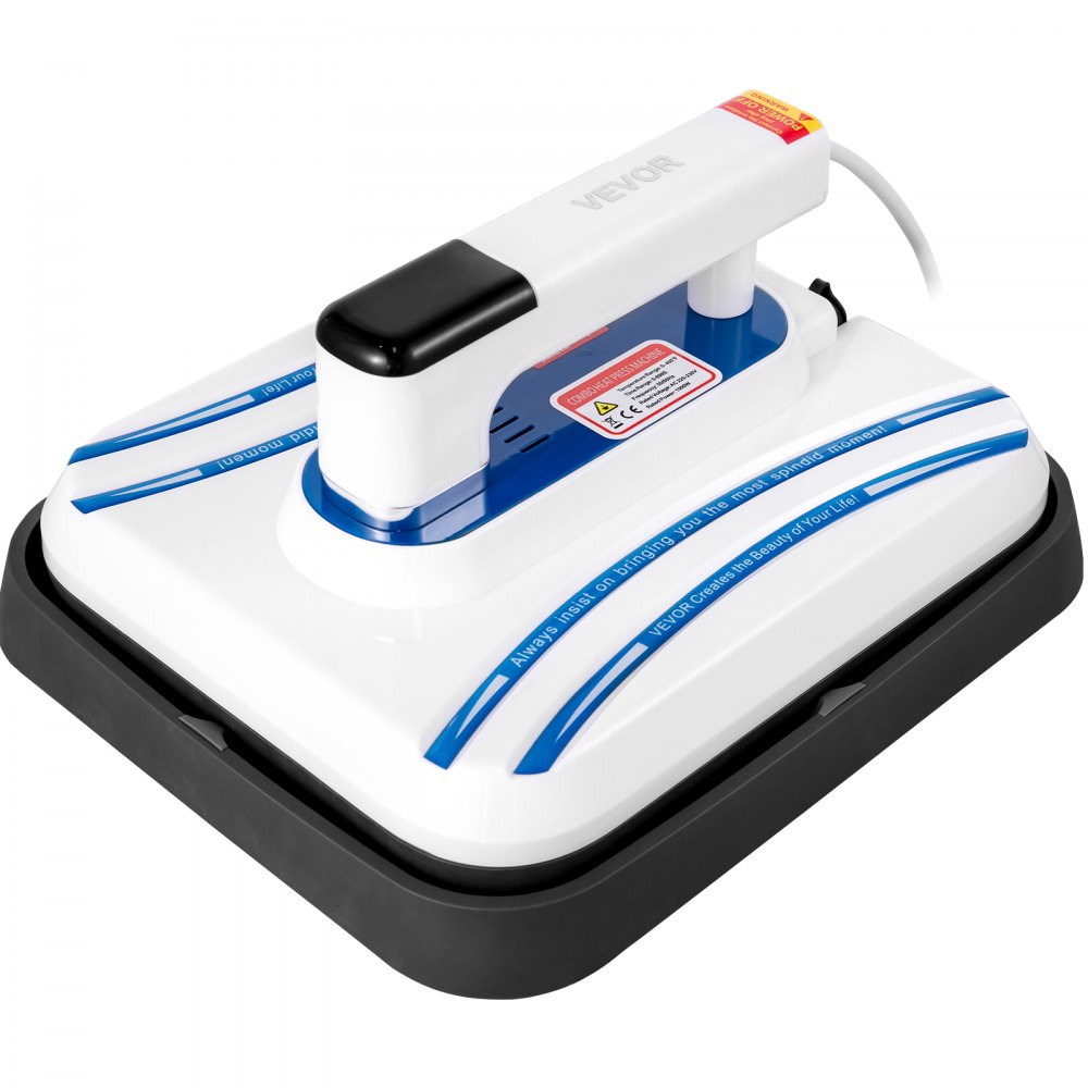 VEVOR Heat Press 12 x 10 pulgadas Easy Press 800W Blue Mini Press Función de vibración Portable Easy Mini Press Máquina de prensa de calor de calentamiento de doble tubo para camisetas con pantalla táctil de alta sensibilidad