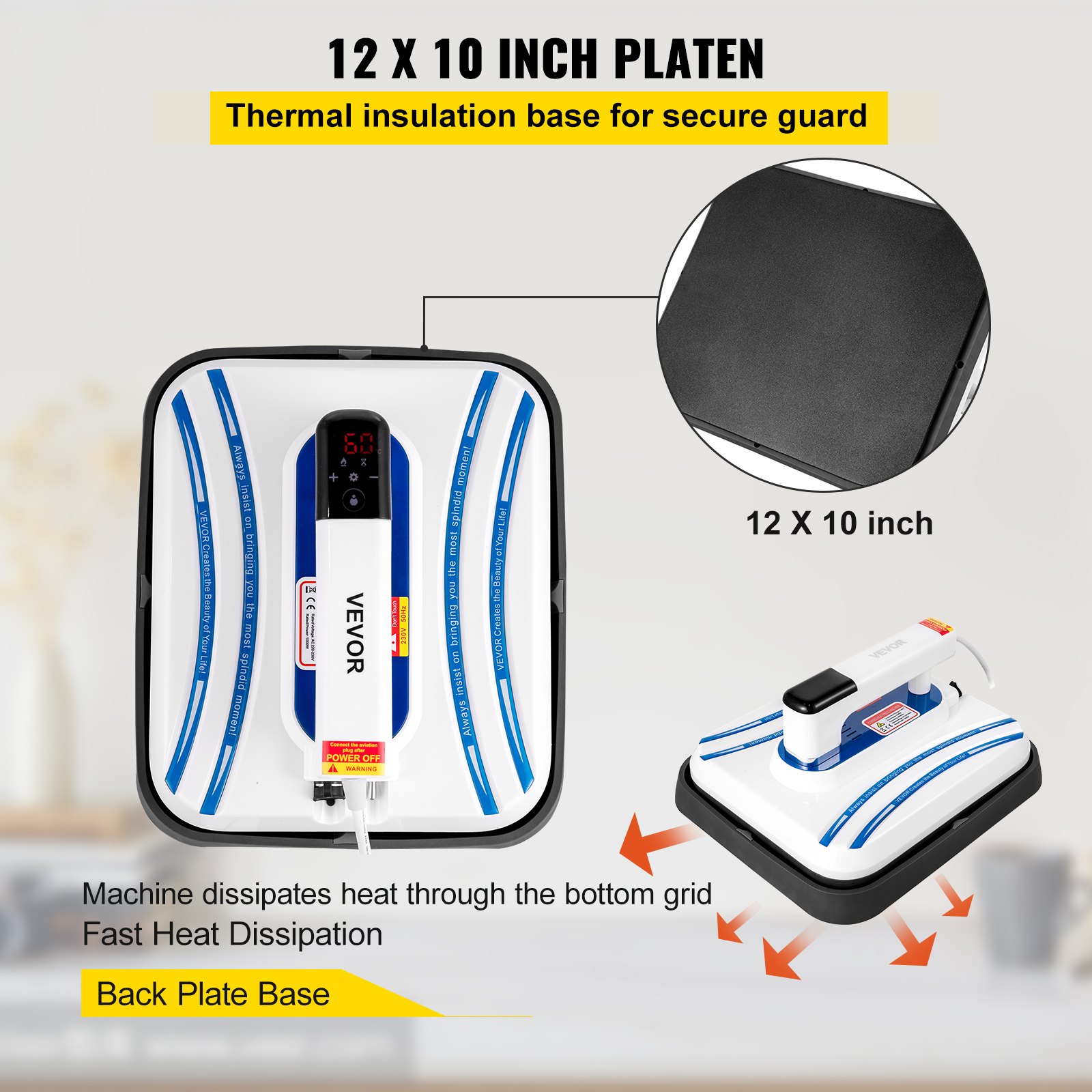 Heat Press Heat Press Machine For T Shirts 12 x 10 Portable Blue Easy Mini Press