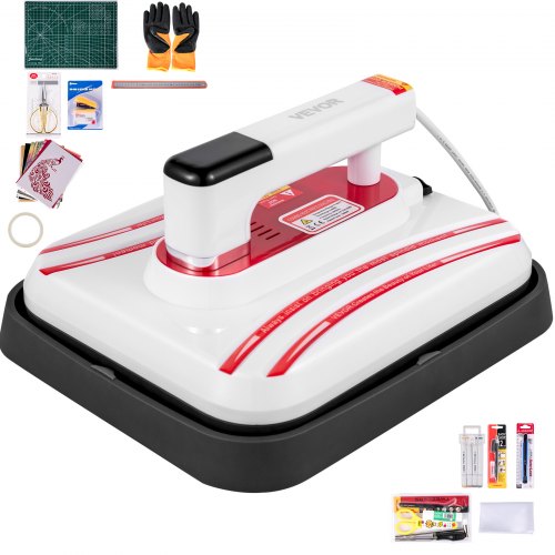 VEVOR Heat Press 12 x 10 Inch Easy Press 800W Red Mini Press Portable Easy Mini Press Vibration Function Double-Tube Heating Heat Press Machine for T Shirts with Highly-Sensitive Touch Screen Display