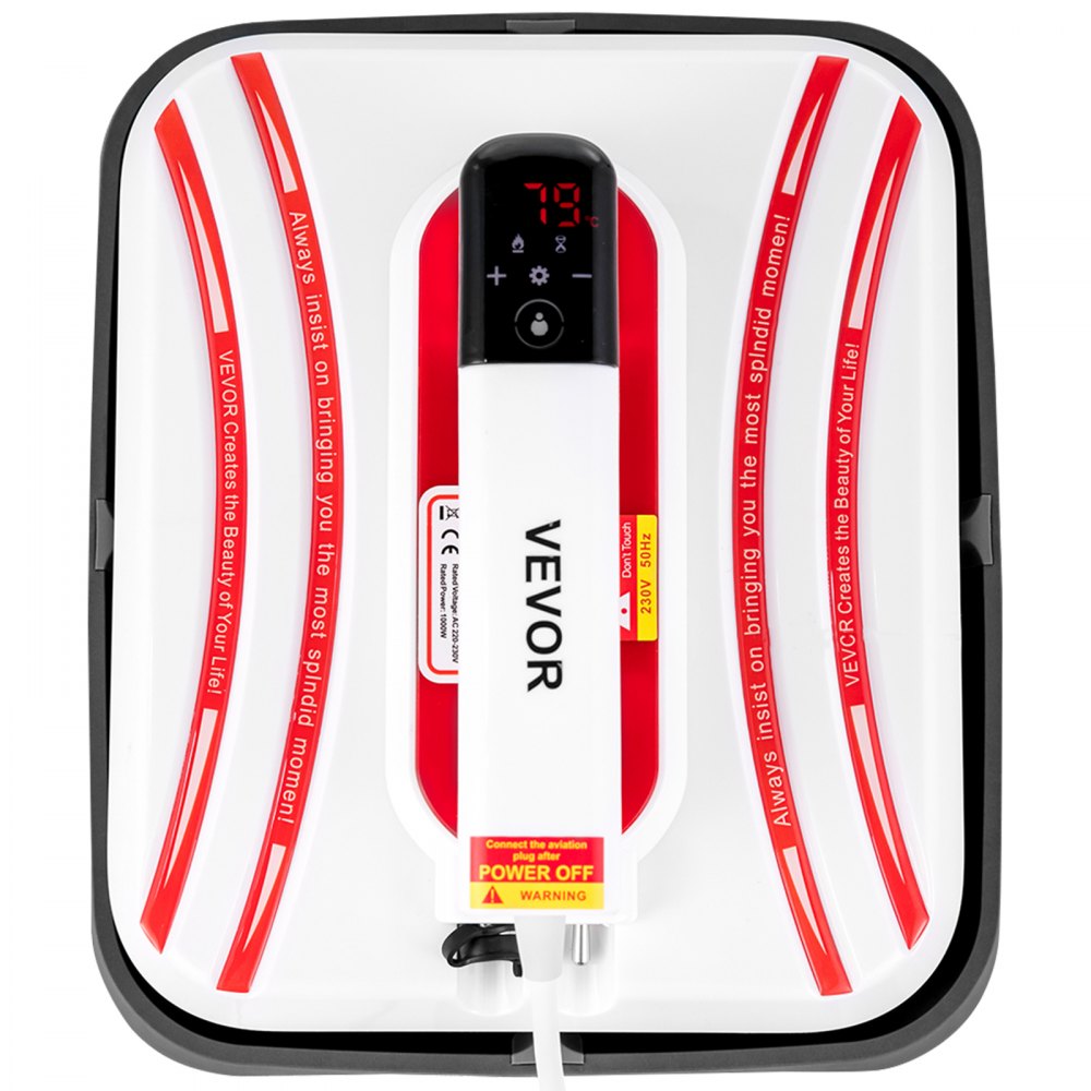 VEVOR Heat Press 12 x 10 Inch Easy Press 800W Red Mini Press Portable Easy Mini Press Vibration Function Double-Tube Heating Heat Press Machine for T Shirts with Highly-Sensitive Touch Screen Display
