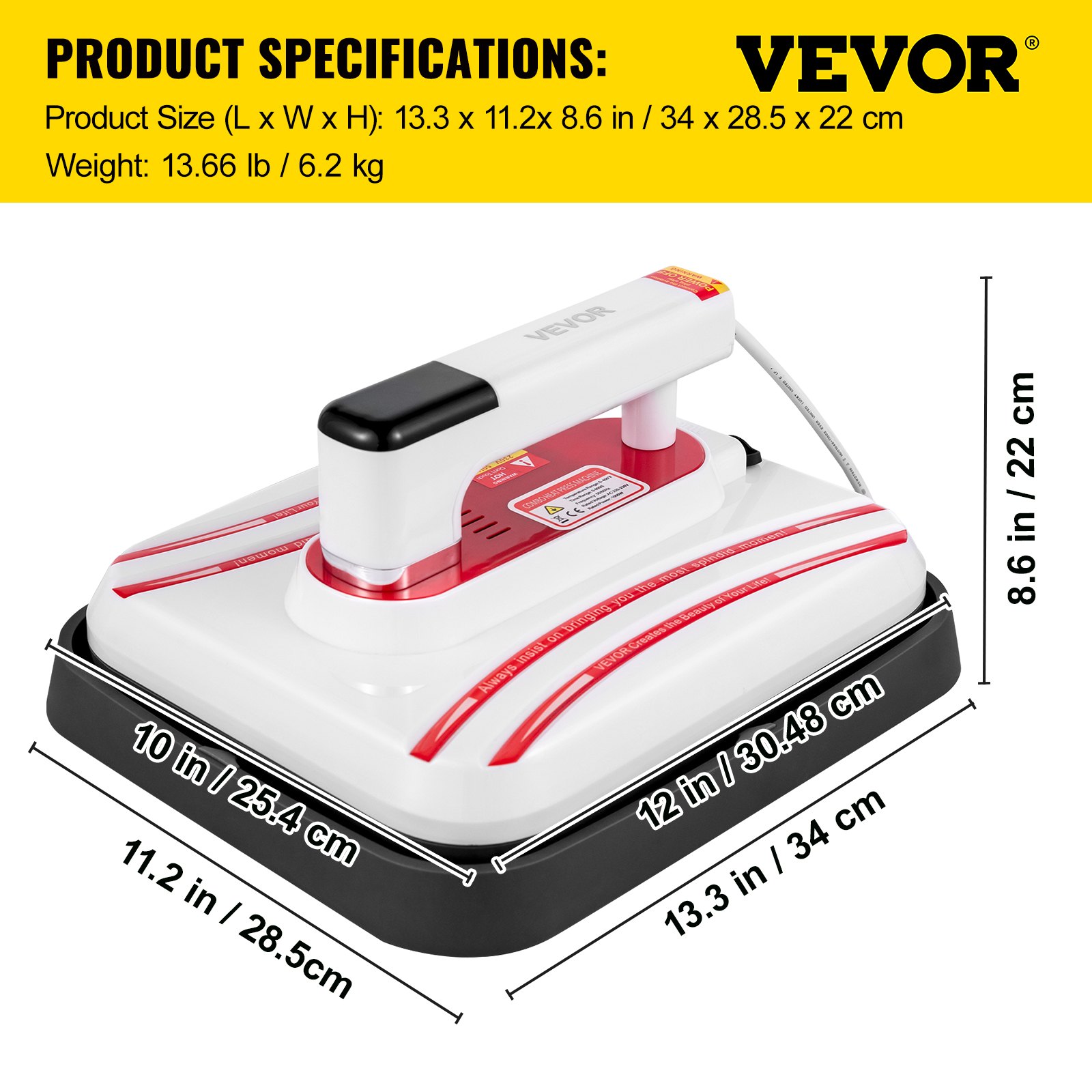 Heat Press Heat Press Machine For T Shirts 12 x 10, Red Portable Easy Mini Press