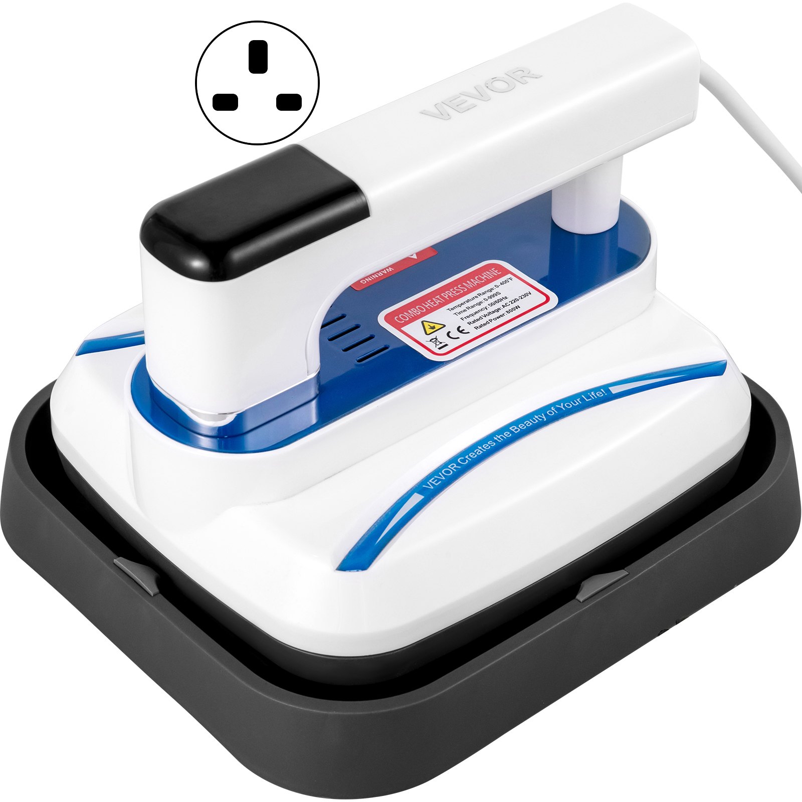 VEVOR Mini Press 7 x 8 Inch Mini Heat Press 800W Blue Portable Easy Press Mini Double-Tube Heating Mini Press Vibration Function Press Machine for Printing T-Shirts with Highly-Sensitive Touch Screen