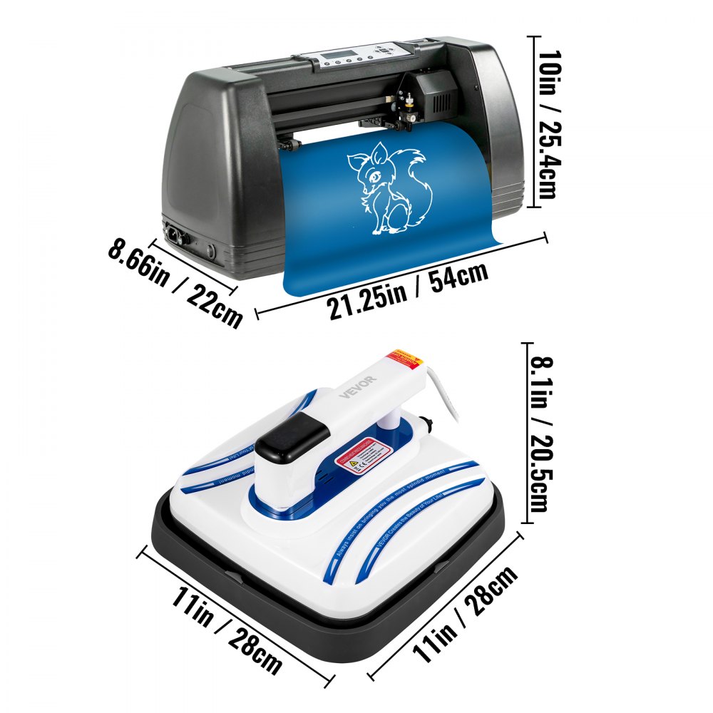 Vevor Heat Press 10"x10" Mini Portable + 14" Vinyl Cutter Plotter Machine Kit