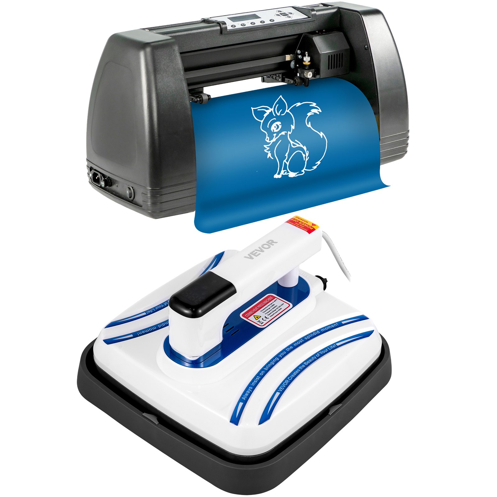 Vevor Heat Press 10"x10" Mini Portable + 14" Vinyl Cutter Plotter Machine Kit