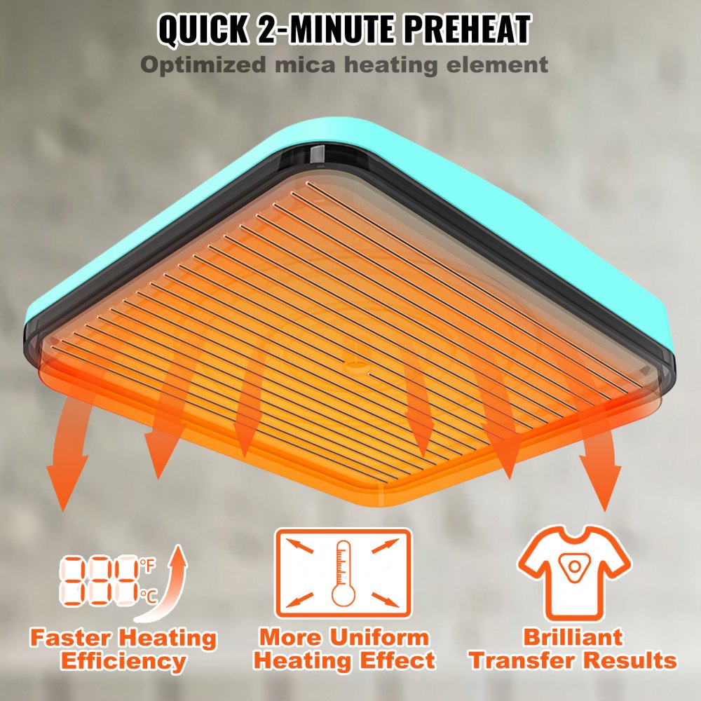 VEVOR Heat Press 9 x 9 in/22.9 x 22.9 cm Portable Easy Press Sublimation Transfer DIY T-shirt