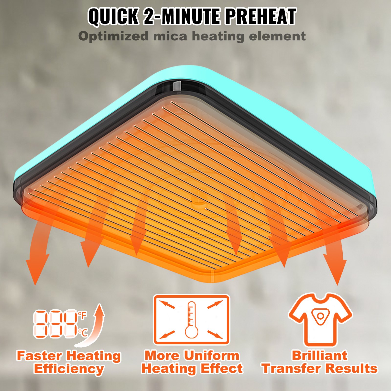 VEVOR Heat Press 9 x 9 in/22.9 x 22.9 cm Portable Easy Press Sublimation Transfer DIY T-shirt