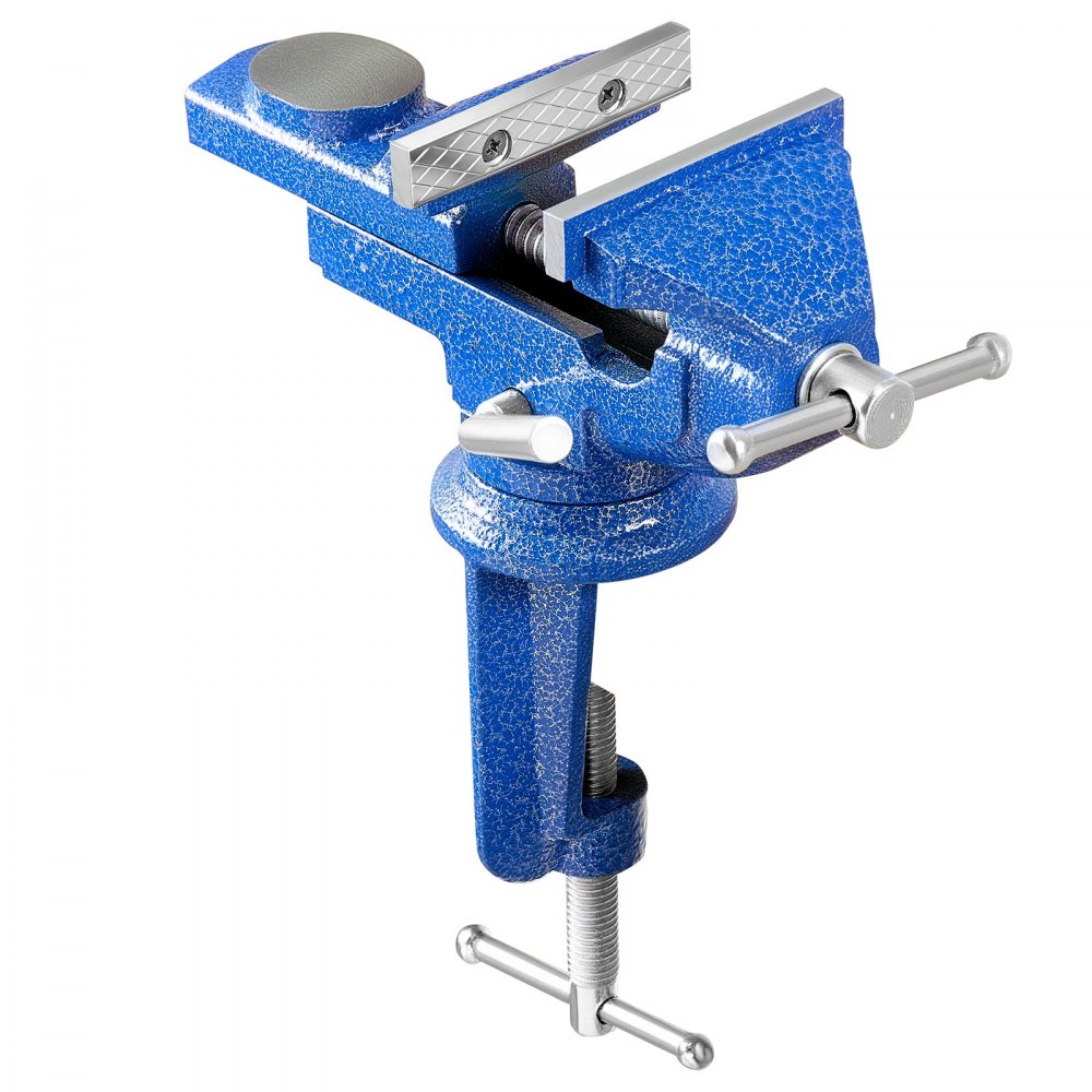 VEVOR Bench Vise, 3 Inch, Portable Workbench Vice with 360° Swivel Base, Quick Release Rotating Bench Clamp, Raised Base, Cast Iron Construction, for Woodworking, Metalworking, Drilling, and Cutting